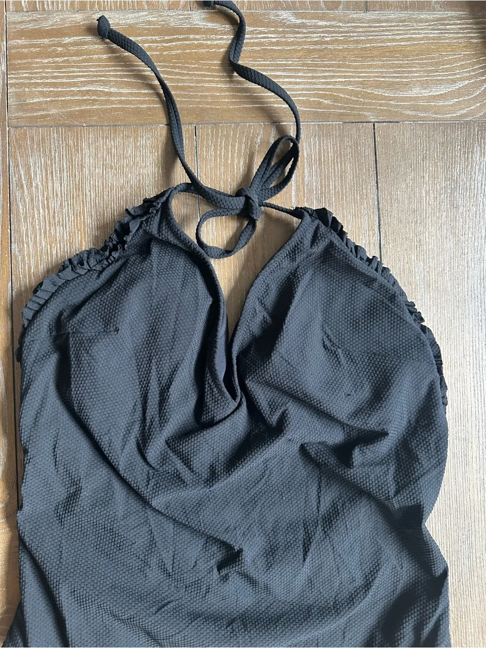 J. Crew Black Textured Halter One-Piece Swimsuit